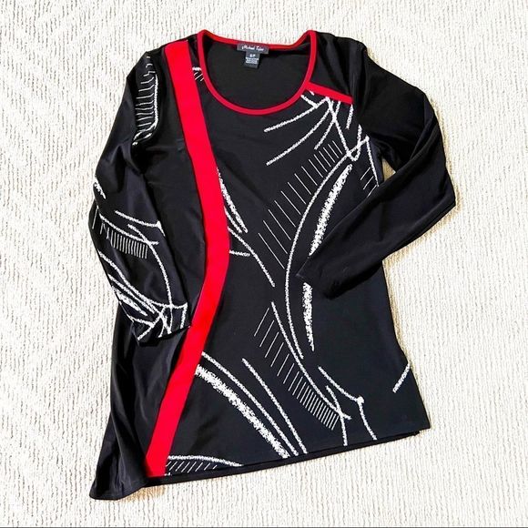 Michael Tyler Small Petite Blouse. Asymmetrical bottom. - Picture 3 of 3